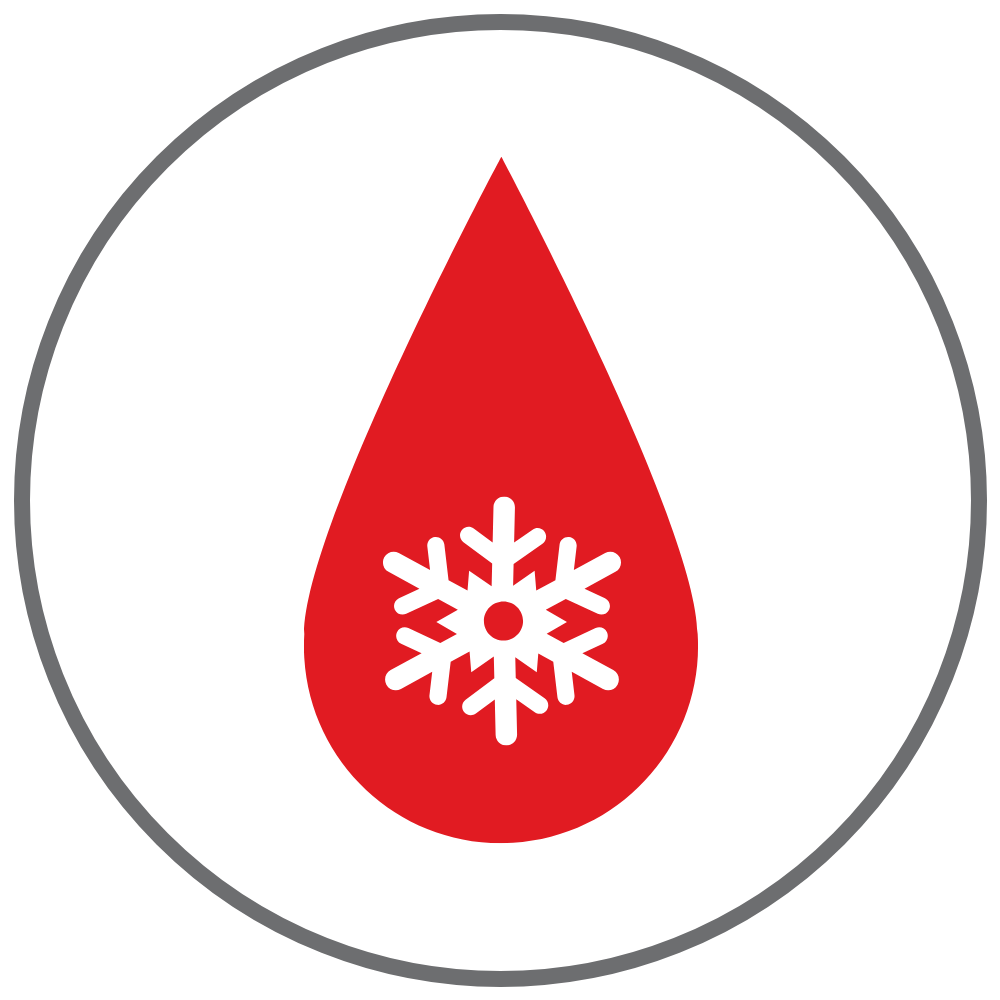 Blood drop with snowflake icon