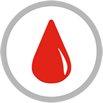 Grey circle with icon of blood drop