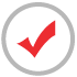 An Icon of a Red Checkmark in a Grey Circle in a series of icons